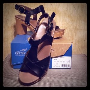 Dansko Daniela black leather heels